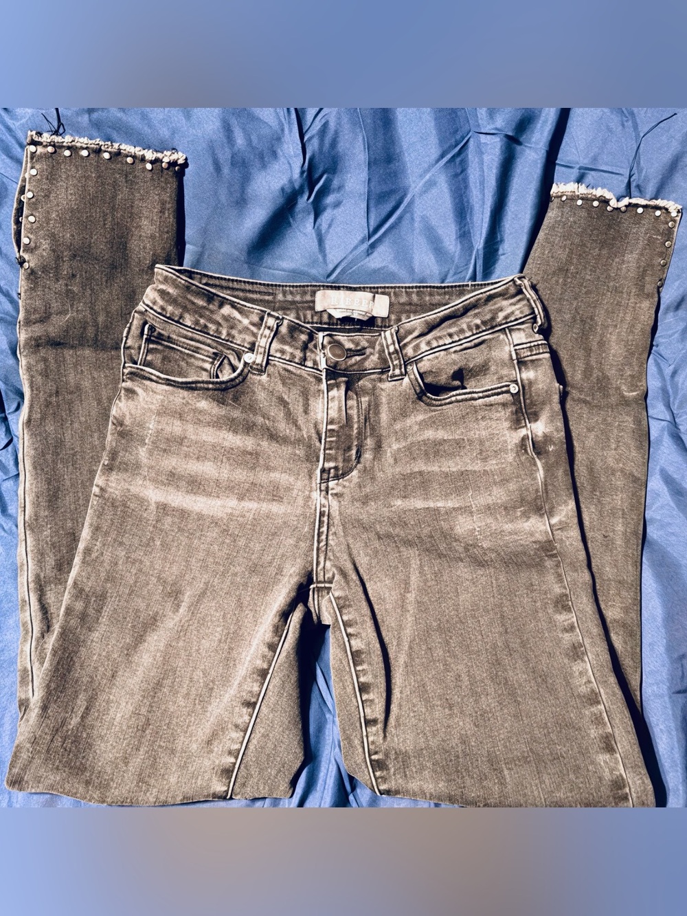 HARPER Grey Washed Denim Jeans